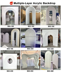 SMOOTH Acrylic White with Sliver Grid Wedding white 3D <b>Backdrop</b> <b>Stand</b> Event Wall props - Product Image 6