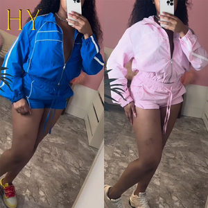 Giacca a vento con cerniera <span class=keywords><strong>di</strong></span> alta qualità con Logo personalizzato 2025 da donna e pantaloncini da ginnastica Set da allenamento nuovo <span class=keywords><strong>abbigliamento</strong></span> personalizzabile - Product Image 3