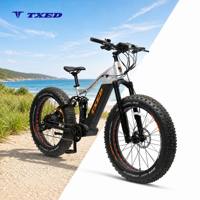 Vélo de montagne électrique à suspension intégrale TXED 27,5 pouces avec pneus larges, moteur arrière 48V 750W, batterie au lithium, tout-terrain E-MTB