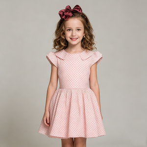 Ensembles assortis rétro pour la famille, robe à pois bordeaux pour maman, costume pour papa, gilet pour garçon, robe courte pour fille, pour séance photo, mariage - Product Image 5