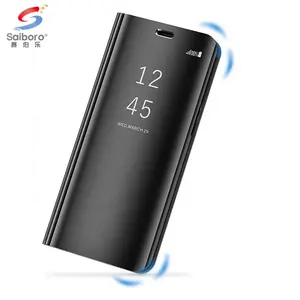 Saiboro豪华镜子手机壳清晰视图翻盖适用于三星S9 S20 S8 S8Plus Note8智能睡眠