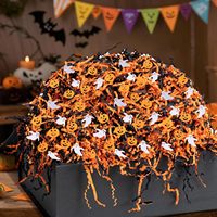 1 LB de confettis noirs et oranges avec citrouilles et fantômes, papier froissé pour emballage cadeau, décorations d'Halloween