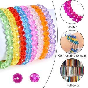 Perles OLeeya 8 mm facettées scintillantes en vrac, perles rondelles en verre cristal AB avec trou pour la fabrication de bijoux et colliers DIY - Product Image 2