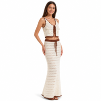 Débardeur en crochet personnalisé avec logo pour femme, style pointelle, court, sans manches, col en V profond, multicolore, été, en acrylique, fabrication OEM & ODM, style bohème