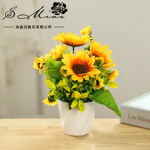 Mini Faux Flower Bonsai Artificial Sunflower Pot Sunflower Bonsai for Home Decor