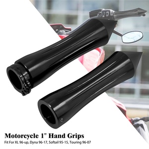 Manopole Moto 1" (25mm) a Punta Cromate/Nere per Manubrio <span class=keywords><strong>Harley</strong></span> Sportster XL Touring FLHX Softail Dyna <span class=keywords><strong>VRSC</strong></span> - Product Image 3
