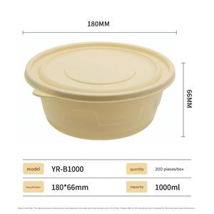 Tazón de Sopa Desechable Biodegradable de Almidón de Maíz, Ecológico, Apto para Microondas, con Tapa, 800 ml, para Comida para Llevar - Product Image 3