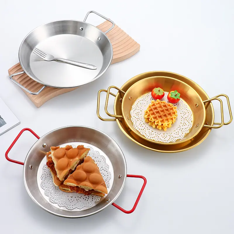 Metal Custom Logo Restaurant Home Kitchen Stainless Steel Dinner Plates Dishes for Kids Children Serving Plates