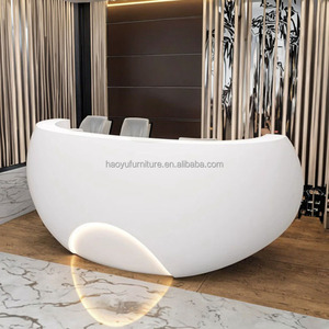 โต๊ะต้อนรับโค้งพร้อมไฟ LED สีขาวสำหรับล็อบบี้คลินิกทันตกรรม - Product Image 3