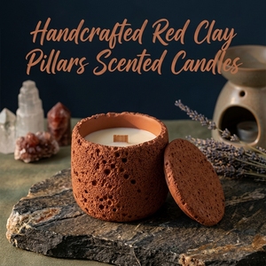 Série de parfums d'ambiance pour la maison, bougies parfumées émotionnelles dans des piliers en argile rouge pour la chambre à coucher, cadeaux de mariage - Product Image 1