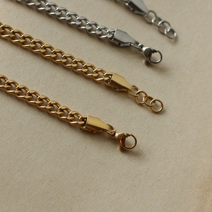 Waterproof Stainless Steel Cuban Link Gold Plated Chain Bracelet for Women <b>Men</b> - Product Image 3