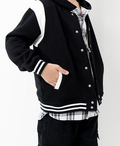 WITH graffiti print faux leather sleeves baseball uniform - Product Image 3