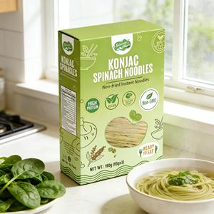 Noodles Istantanei Non-OGM Senza Olio, Pasta di Konjac e Spinaci Pronta da Mangiare, Non Necessita di Cucinare - Product Image 2