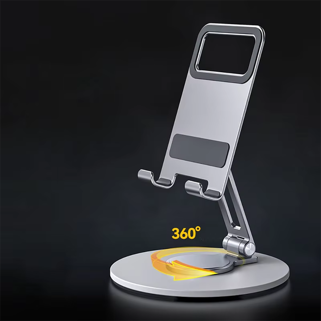 Portable 360 Degree Rotating Aluminum Alloy Tablet Stand Foldable Desktop Mobile Phone Holder Adjustable Phone Stand for Easy