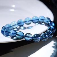 Bracelet en aquamarine bleu profond naturel du Brésil, qualité collection, pour collection de pierres précieuses et cadeau haut de gamme