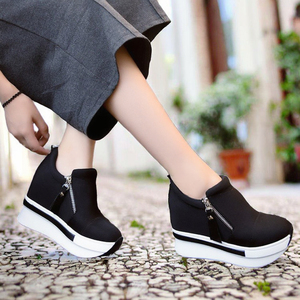 NUOVE Scarpe Casual da <span class=keywords><strong>Donna</strong></span> con Tacco Nascosto, Traspiranti, Vulcanizzate, con <span class=keywords><strong>Zeppa</strong></span> e Plateau, Slip-on per Aumentare l'Altezza - Product Image 3