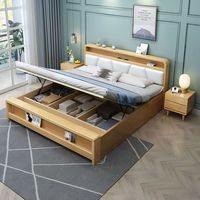Cadre de lit king-size moderne en bois massif avec rangement multifonctionnel, approvisionnement direct usine, personnalisable, fabricants en gros