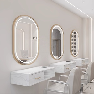Sillón de Barbería de Diseño Moderno con Luz LED y Espejo, Muebles de Salón de Belleza y Peluquería Hechos de Metal - Product Image 5