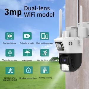 Ống kính kép không dây Wifi/4G điện thoại di động điều 360 từ xa toàn cảnh HD ngoài trời Giám sát <span class=keywords><strong>camera</strong></span> an ninh CMOS IP66 không thấm nước 3MP - Product Image 3