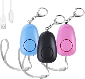 Alarmes personnelles rechargeables par USB, 130 dB, alarme de sécurité <span class=keywords><strong>Safesound</strong></span>, porte-clés avec lumières LED, alarmes personnelles d'urgence 140 dB - Product Image 1