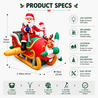 Avion géant gonflable personnalisé de Noël avec Père Noël pilote et éclairage LED intégré, accessoire gonflable pour centre commercial, magasin, attraction de vacances