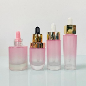 High Quality Frosted Cylinder Customized Essential Oil Serum Cosmetic 1oz Pink Glass <b>Dropper</b> <b>Bottle</b> 30ml with Paper Box - Product Image 6