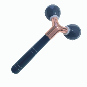 Rouleau de massage facial 3D en obsidienne noire, masseur facial multidimensionnel, outil de soin de la peau - Product Image 4