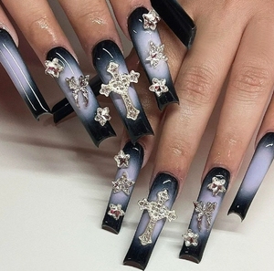 Venta al por mayor 24 piezas hecho a mano francés prensa uñas lujo personalizado diseño Stiletto mariposa muestra gratis embalaje personalizado para los dedos - Product Image 6