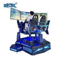 Simulateur de course automobile 9D VR à trois axes et trois écrans pour parcs de trampolines