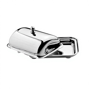 Plat à beurre couleur argent en acier inoxydable avec plat à beurre de qualité exclusive pour la fête de mariage et l'événement - Product Image 1