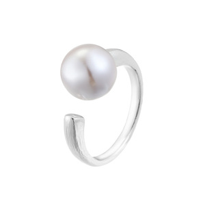 Open Ring With Gray Purple Faux Pearl Tension Setting Adjustable For Daily Wear Index Finger Jewelry - Product Image 5