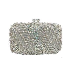 Women Temperament Crystal Evening <b>Bag</b> Bling Leaves Clutch Purse Vintage Elegant Handbag for Dinner Night Out - Product Image 5