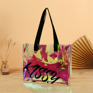 Custom Logo <b>Transparent</b> Jelly Orange PVC Tote <b>Bag</b> with Button Closure Stylish Fashionable Design for Gifts Shopping - Product Image 5
