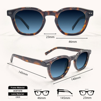 Lunettes de soleil TFB Premium en acétate, monture ronde avec trou de serrure, détails rivetés, écaille de tortue, polarisées, style classique rétro