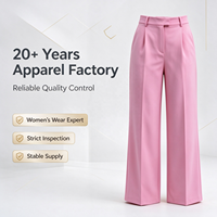 Pantalon plissé taille haute pour femme, coupe large, fluide et doux, idéal pour le bureau ou les occasions décontractées, personnalisable OEM/ODM, en stock