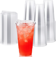 Gobelets jetables transparents en PET 8-24oz pour boissons froides avec couvercles et pailles, sans BPA, pour café glacé, smoothies, bubble tea
