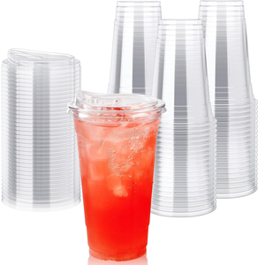Bicchieri Monouso in PET Trasparente 8-24oz per Bevande Fredde con Coperchi e Cannucce Senza BPA per Caffè Freddo, Frullati, Bubble Tea - Product Image 2