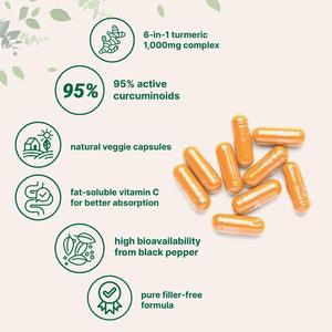 Offre Spéciale : Capsules de <span class=keywords><strong>Curcuma</strong></span> et Curcumine pour le Soutien Articulaire et une Meilleure Absorption - Product Image 4