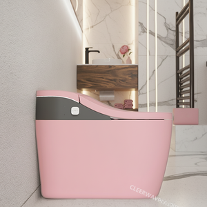 Kloset Pintar Keramik Tanpa Kabel Warna Pink, Dudukan Berpemanas, Fungsi Pengeringan Udara, Drainase S-trap, Pemasangan Lantai, Timur Tengah & Asia Tenggara - Product Image 1