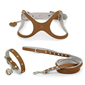 Juego de arnés y correa para cachorros <span class=keywords><strong>Bb</strong></span> de lujo con logotipo personalizado ajustable reciclado impermeable <span class=keywords><strong>Collar</strong></span> para mascotas pequeñas con remaches - Product Image 3