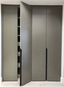 Armoire autoportante minimaliste gris foncé <span class=keywords><strong>avec</strong></span> coiffeuse intégrée, étagères LED – Mobilier de chambre haut de gamme et durable pour maison moderne - Product Image 6