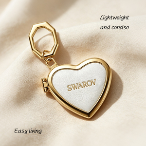 Specchietto Compatto Personalizzato a Forma di Cuore in Lega di Zinco, Portachiavi con Specchio Pieghevole in Pelle PU, Mini Specchio Tascabile per Trucco, <span class=keywords><strong>Portafoto</strong></span> - Product Image 2
