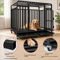 Cage pour chien en tube carré, cage en métal robuste, pliable, plateau amovible, niche noire et blanche pour chiens de petite, moyenne et grande taille