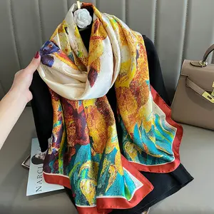 Foulard à fleurs pour femmes, châle en soie, mode occidentale, cadeaux pour mères, collection automne/hiver, 180x90CM