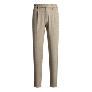 Pantalon homme décontracté en coton plissé à taille basse, coupe droite, longueur cheville, motif floral, tissé froissé, collection automne - Product Image 1