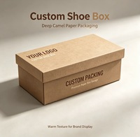 Boîte à chaussures en papier kraft personnalisée, logo de marque privée imprimé, boîte en papier avec couvercle et base pour l'emballage de chaussures, vente en gros