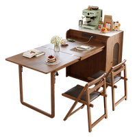Table à manger moderne avec îlot central, grand meuble de rangement latéral, design de mobilier, table à manger pliante 4 places