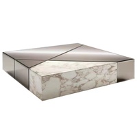 Table basse de salon de luxe, combinaison de meubles modernes nordiques, table d'appoint carrée en marbre
