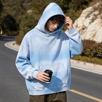 Sweat à capuche épais en molleton bouclette français, délavé à l'acide, vintage, rose délavé par le soleil, coupe courte, imprimé intégral avec LOGO, Nouvelle Arrivée Homme