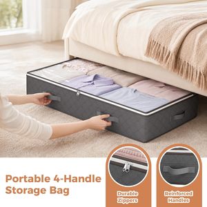Stackable 90L Foldable American Style <b>Wardrobe</b> <b>Storage</b> Containers with Zippered Bins for Clothing Organization - Product Image 4